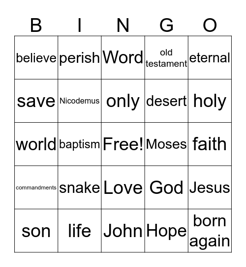 God's Love Bingo Card