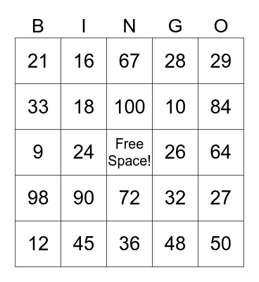 Area & Perimeter  Bingo Card