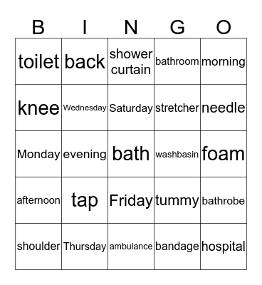 Engels unit 2 Bingo Card