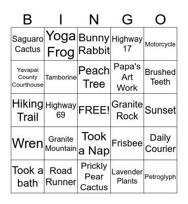 Arizona Bingo! Bingo Card