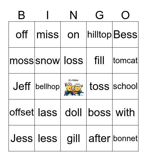Level 1 Lesson 16 Bingo Card