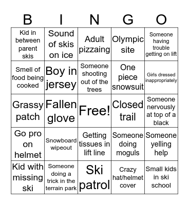 Ski Lift Bingo Card