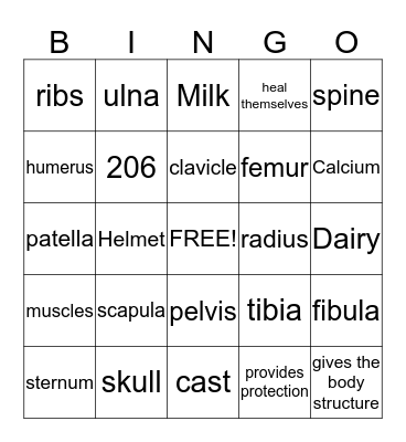 Bone Bingo Card