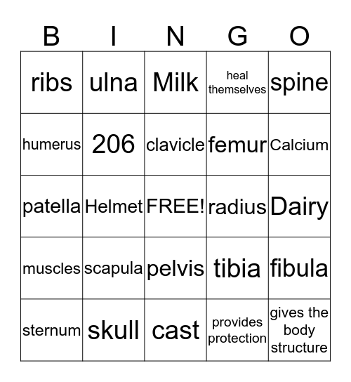 Bone Bingo Card
