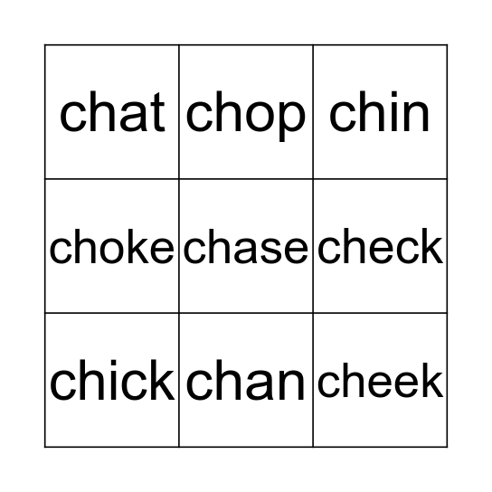 ch Bingo Card