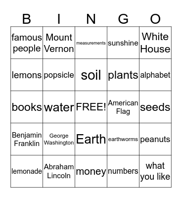 Kai's First Grade Bingo Card