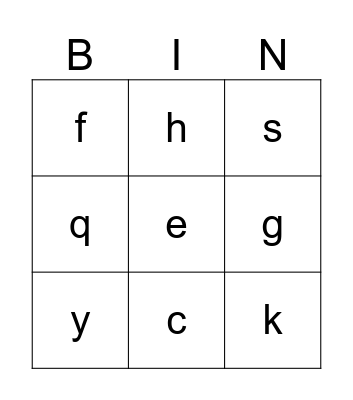 Alphabet Bingo Card
