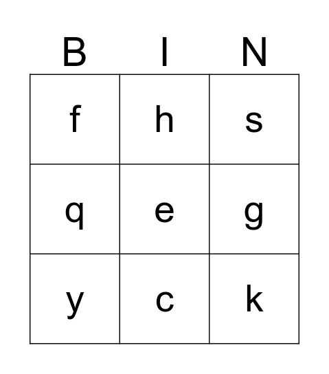 Alphabet Bingo Card