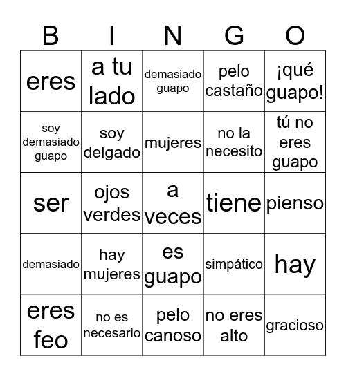 Soy Guapo- Sr. Wooly Bingo Card