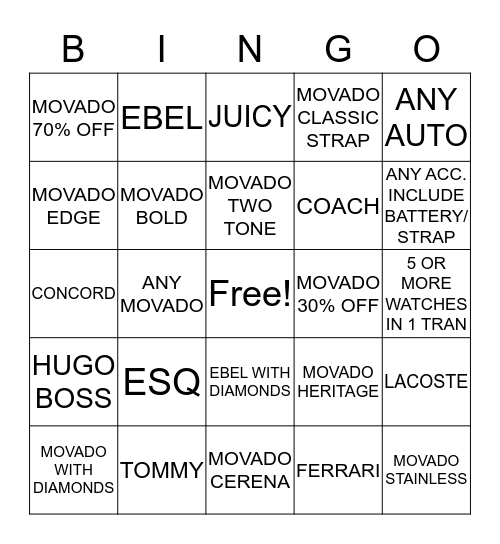 March Madness Bingo Card