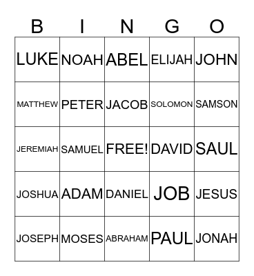 BIBLE BINGO Card