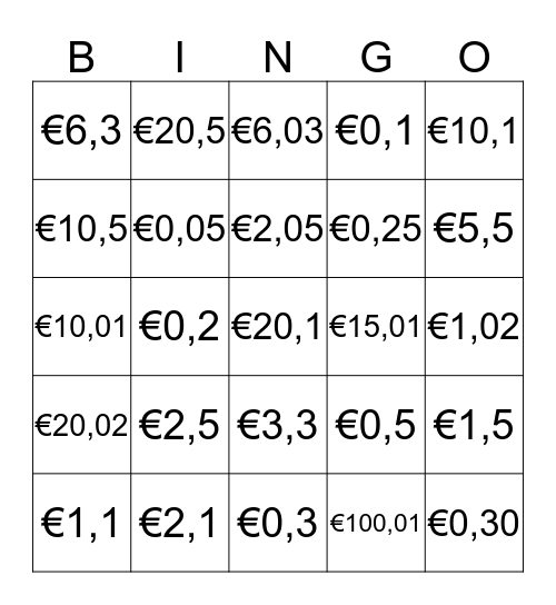 Bingo kassawerk Bingo Card
