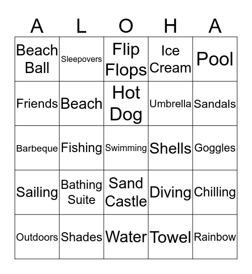 Enjoy the Summer Bingo Card