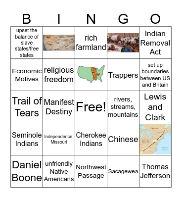 Westward Expansion Bingo Card