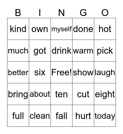 Reading BINGO Card