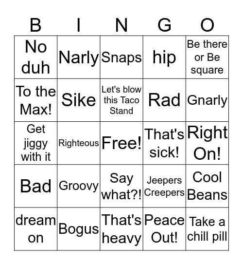 70s Lingo Bingo Card