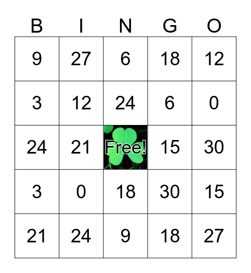 tafel van 3 Bingo Card