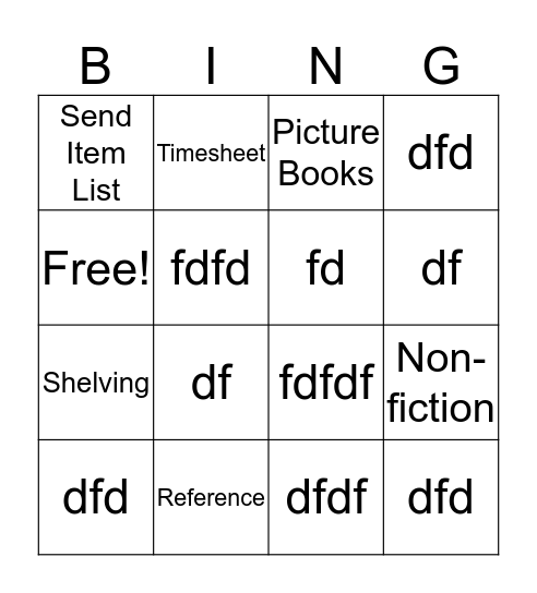 LIBRARY BINGO Card