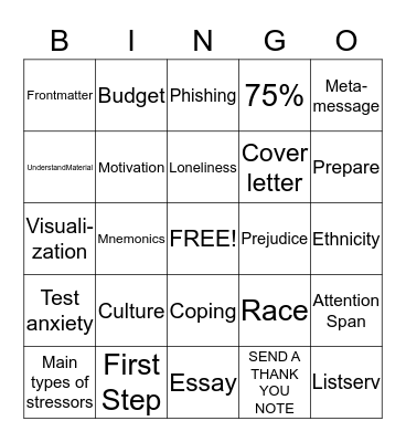 FOR 110 FINAL EXAM REVIEW Bingo Card