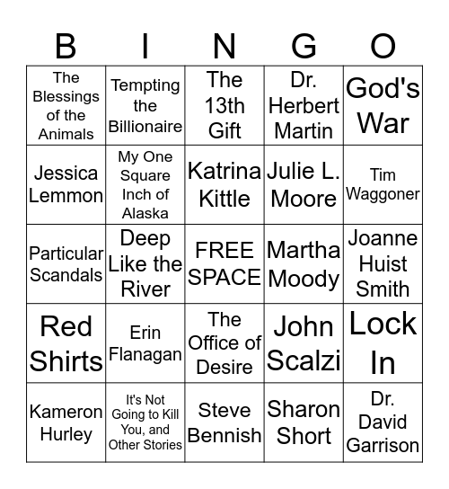 Local Authors and Books Bingo Card