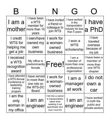 WTS-DC BINGO Card