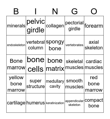 Skeleton Bingo! Bingo Card