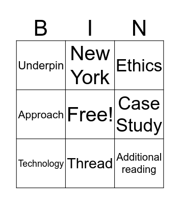 University Bingo Card