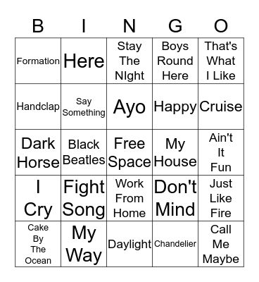 Music 2010 To Current - Card 1 Bingo Card