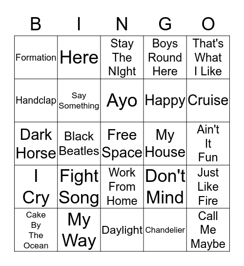 Music 2010 To Current - Card 1 Bingo Card