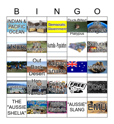 Australia Bingo Card