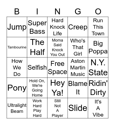 Hip Hop/R&B - Card 3 Bingo Card