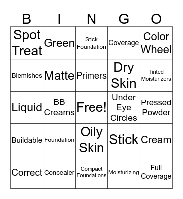 Beauty Bingo Card