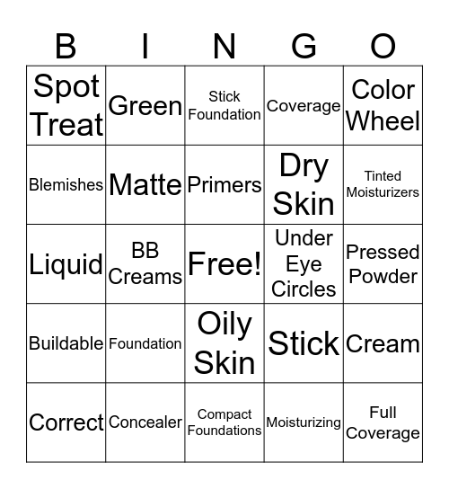 Beauty Bingo Card