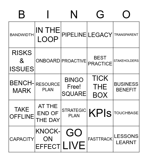 Wank Word Bingo Card