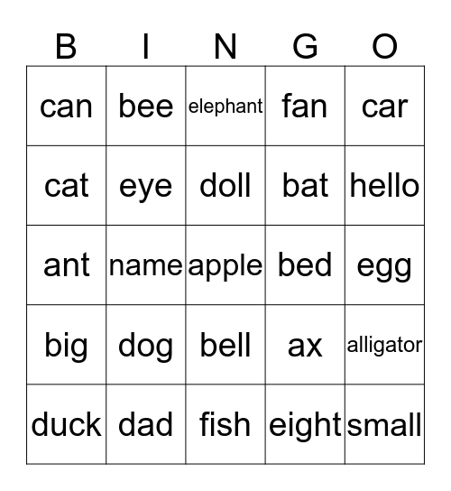 Little Star Bingo Card