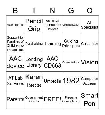 Here we go....it's Assistive Technology Bingo!!  Bingo Card