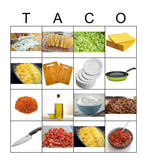 Tacos Bingo Card
