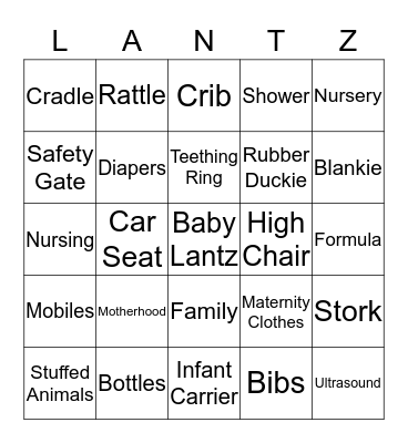 Lantz Baby Bingo Card