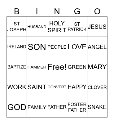 ST PATRICK & ST JOSEPH Bingo Card