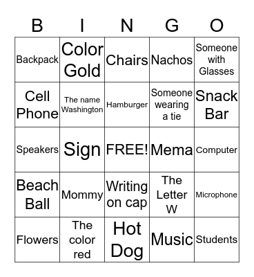 Graduation Day Bingo Card