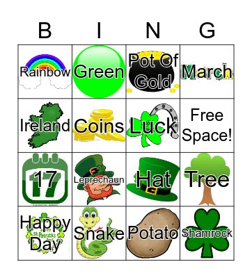 St. Patrick's Day Bingo Card