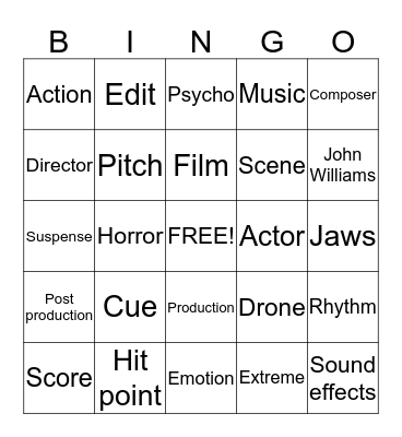 Film scoring Bingo Card