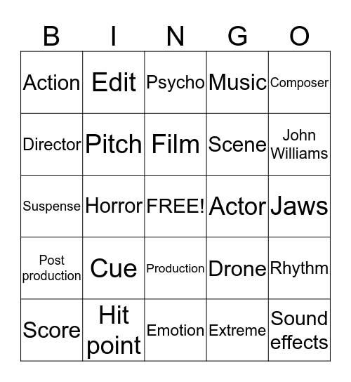 Film scoring Bingo Card