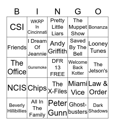 Theme Songs Bingo Card