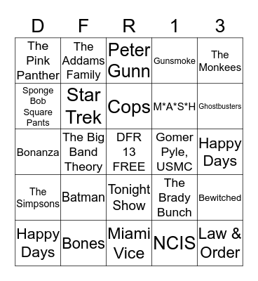 Theme Songs Bingo Card