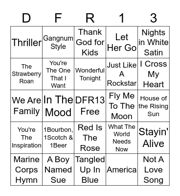 Family Music Bingo Card