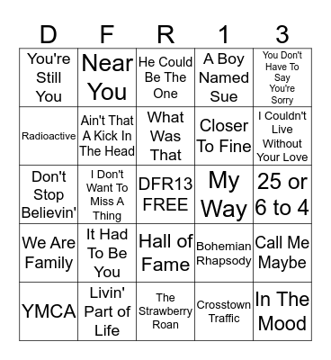 Family Music Bingo Card