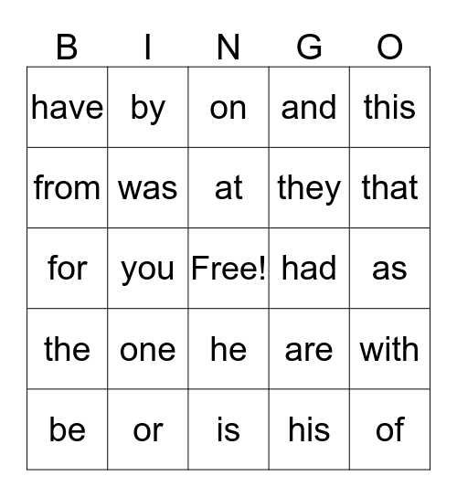 R2R Red HFWs 1-29 Bingo Card