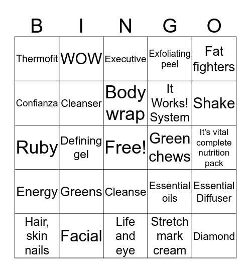 It Works! Bingo Card