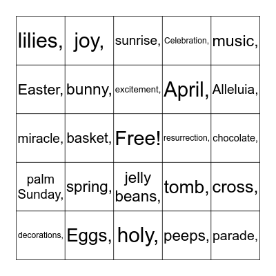 EASTER BINGO Card